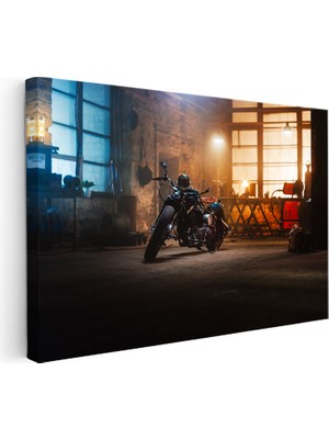Kanvas Tablo Custom Chopper Motosiklet Garaj Atölyesi Motosiklet Tablosu Ev Ofis Duvar Dekoru