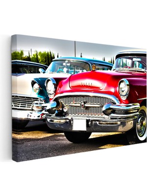Kanvas Tablo Krom Tamponlu Klasik Buick Araba Tablosu Ev Ofis Duvar Dekoru