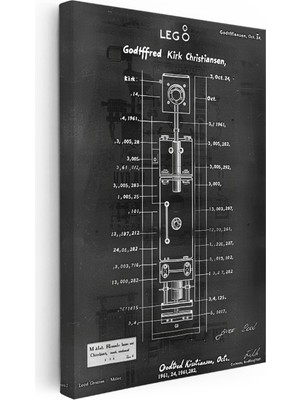 Kanvas Tablo LEGO Blok Patent Çizimi Teknik Detay Vintage Tablo Ev Ofis Duvar Dekoru