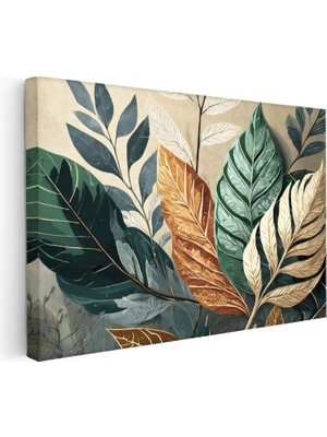 Kanvas Tablo Tropikal Büyük Yapraklar Çiçek Tablosu Ev Ofis Duvar Dekoru