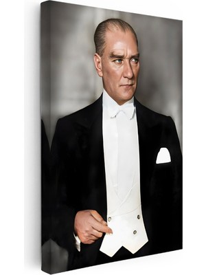 Kanvas Tablo Atatürk Beyaz Papyonlu Frak Atatürk Tablosu Ev Ofis Duvar Dekoru