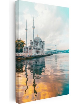 Kanvas Tablo Ortaköy Camii ve Deniz Yansıması Şehir Mimari Tablo Ev Ofis Duvar Dekoru