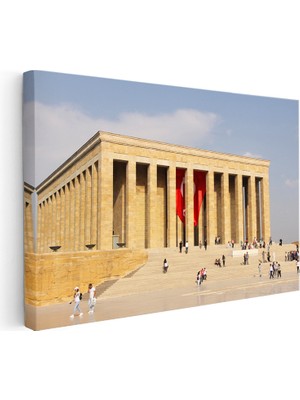 Kanvas Tablo Anıtkabir Kırmızı Bayrak Atatürk Tablosu Ev Ofis Duvar Dekoru