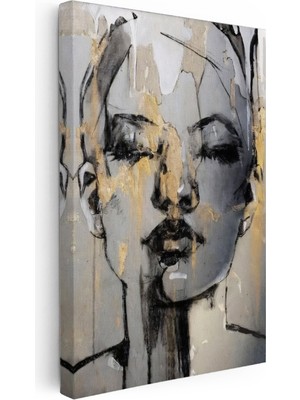 Kanvas Tablo Kadın Yüzü Silüeti Modern Sanat Tablo Ev Ofis Duvar Dekoru