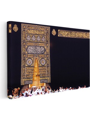 Kanvas Tablo Kabe Kapısı ve Işlemeli Örtü Dini Islami Tablo Ev Ofis Duvar Dekoru