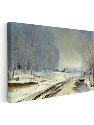 Kanvas Tablo Alexei Savrasov Kış Manzarası Karla Kaplı Yol Ressam Tablosu Ev Ofis Dekoru