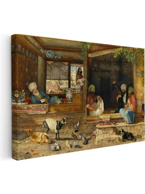 Kanvas Tablo Köy Kahvehanesi Sohbet Osmanlı Tablosu Ev Ofis Duvar Dekoru