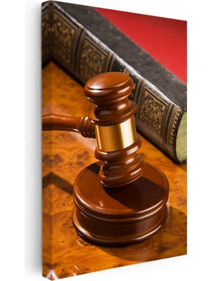Kanvas Tablo Hukuk Kitabı ve Yargıç Tokmağı Avukat Tablosu Ev Ofis Duvar Dekoru