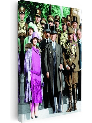 Kanvas Tablo Atatürk Latife Hanım Heyet Atatürk Tablosu Ev Ofis Duvar Dekoru