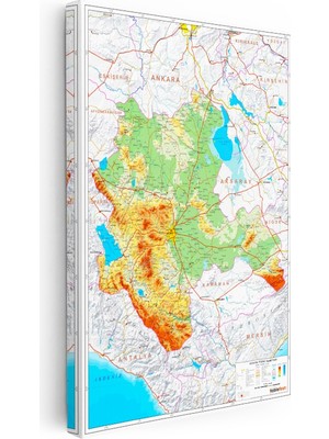 Kanvas Tablo Konya Geniş Ova ve Yeryüzü Harita Tablosu Ev Ofis Duvar Dekoru
