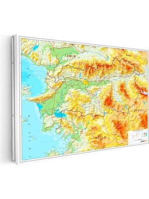 Kanvas Tablo Aydın Doğal Oluşum Harita Tablosu Ev Ofis Duvar Dekoru