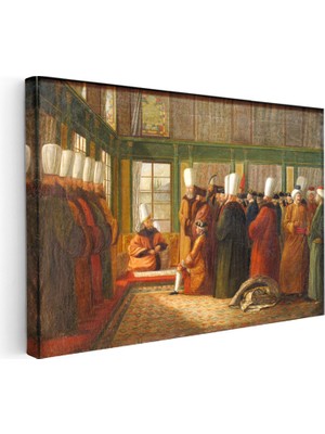 Kanvas Tablo Osmanlı Cami Önü Meydan Sahnesi Osmanlı Tablosu Ev Ofis Duvar Dekoru