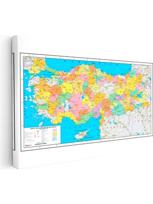 Kanvas Tablo Türkiye Mülki Idare Harita Tablosu Ev Ofis Duvar Dekoru