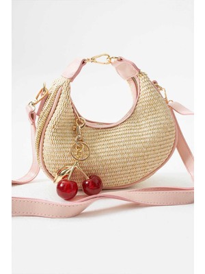 Legend Aksesuar Kadın Perry Model Hasır El ve Omuz Çantası Charm Hediyeli