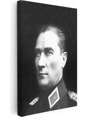 Kanvas Tablo Atatürk Üniformalı Yan Portre Atatürk Tablosu Ev Ofis Duvar Dekoru