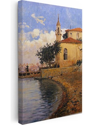 Kanvas Tablo Deniz Kıyısı Cami Manzarası Osmanlı Tablosu Ev Ofis Duvar Dekoru