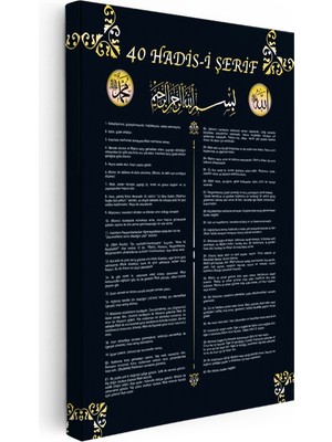 Kanvas Tablo 40 Hadisi Şerif Türkçe Yazılı Dini Islami Tablo Ev Ofis Duvar Dekoru