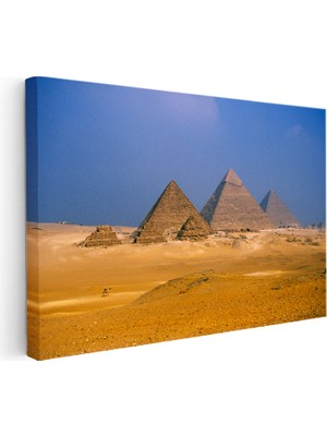 Kanvas Tablo Büyük Giza Piramitleri ve Çöl Manzarası Şehir Mimari Tablo Ev Ofis Duvar Dekoru