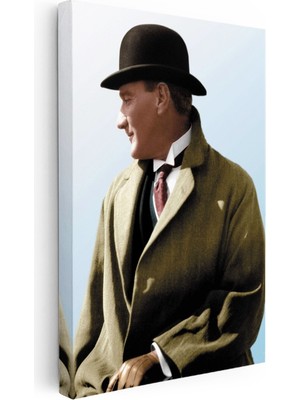Kanvas Tablo Atatürk Melon Şapka Atatürk Tablosu Ev Ofis Duvar Dekoru