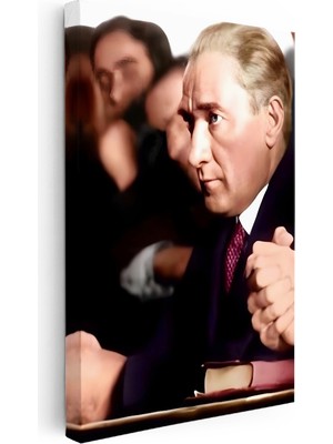 Kanvas Tablo Atatürk Meclis Sırası Duruşu Atatürk Tablosu Ev Ofis Duvar Dekoru