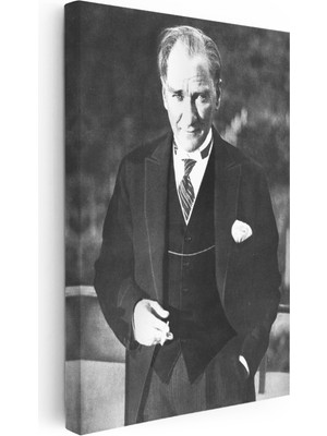 Kanvas Tablo Atatürk Yelekli Sivil Duruş Atatürk Tablosu Ev Ofis Duvar Dekoru