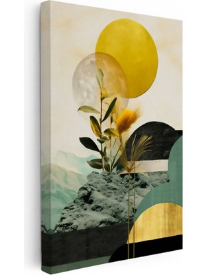 Kanvas Tablo Gökyüzü ve Bitki Formu Modern Soyut Tablo Ev Ofis Duvar Dekoru