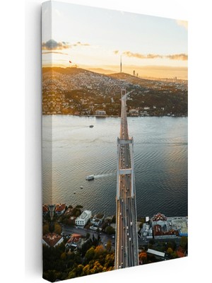 Kanvas Tablo Istanbul Boğaz Köprüsü ve Trafik Akışı Şehir Mimari Tablo Ev Ofis Duvar Dekoru