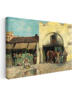 Kanvas Tablo Osmanlı Han Avlusu Sahnesi Osmanlı Tablosu Ev Ofis Duvar Dekoru