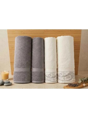 Özdilek Paısley Gümüş-Krem Gümüş Best Set (Hamam Takımı)