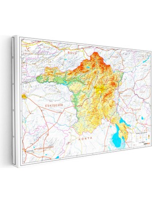 Kanvas Tablo Ankara Başkent Coğrafi Yeryüzü Harita Tablosu Ev Ofis Duvar Dekoru