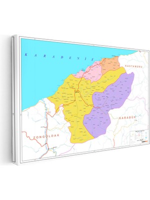 Kanvas Tablo Bartın Idari Bölümler Harita Tablosu Ev Ofis Duvar Dekoru