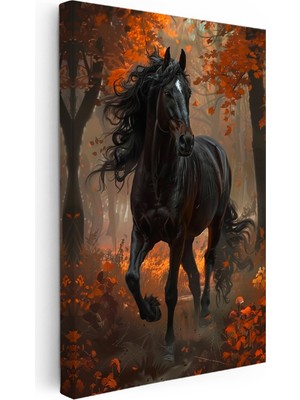 Kanvas Tablo Sonbahar Temalı At Tablosu Ev Ofis Duvar Dekoru