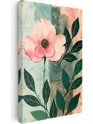 Kanvas Tablo Tek Büyük Yapraklı Çiçek Çiçek Tablosu Ev Ofis Duvar Dekoru