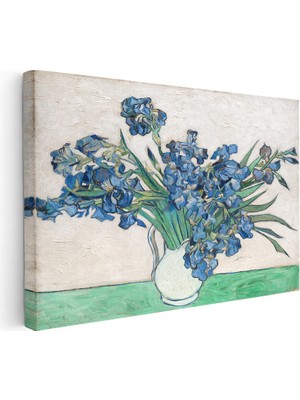 Kanvas Tablo Van Gogh Beyaz Vazoda Mavi Irisler Ressam Tablosu Ev Ofis Duvar Dekoru