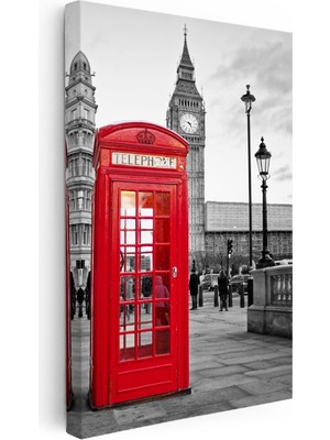 Kanvas Tablo Londra Telefon Kulübesi ve Big Ben Şehir Mimari Tablo Ev Ofis Duvar Dekoru