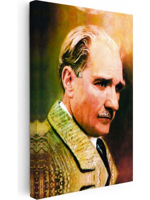 Kanvas Tablo Atatürk Kalın Yaka Palto Atatürk Tablosu Ev Ofis Duvar Dekoru