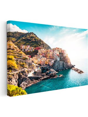 Kanvas Tablo Cinque Terre Kasabası Şehir Mimari Tablo Ev Ofis Duvar Dekoru