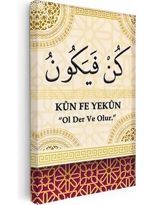 Kanvas Tablo Kun Fe Yekün Ayeti Türkçe Anlamlı Dini Islami Tablo Ev Ofis Duvar Dekoru