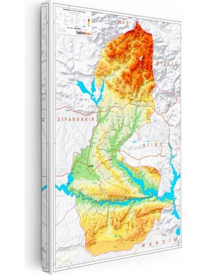 Kanvas Tablo Batman Coğrafi Yeryüzü Şekilleri Harita Tablosu Ev Ofis Duvar Dekoru
