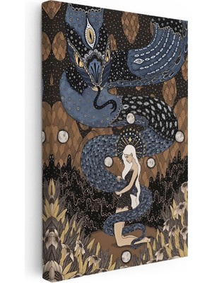 Kanvas Tablo Masalsı Kadın Figürü Sürrealist Tablo Ev Ofis Duvar Dekoru