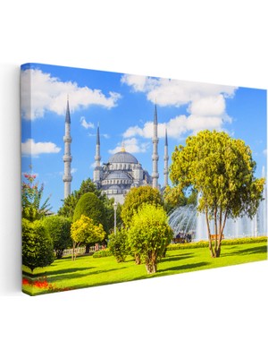Kanvas Tablo Sultanahmet Camii Yeşillik ve Havuz Şehir Mimari Tablo Ev Ofis Duvar Dekoru