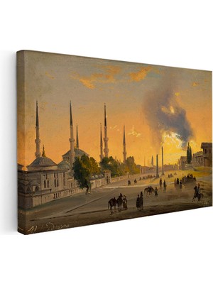 Kanvas Tablo Istanbul Tarihi Meydan Gün Batımı Silüeti Ev Ofis Duvar Dekoru