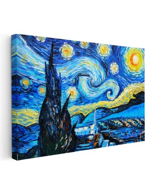 Kanvas Tablo Vincent Van Gogh Yıldızlı Gece Manzarası Ressam Tablosu Duvar Dekoru
