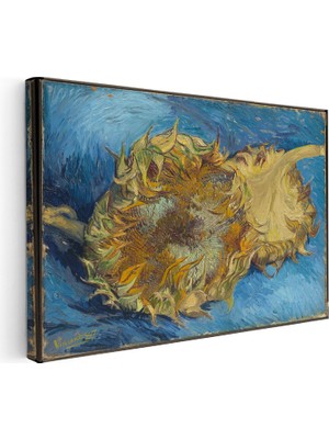 Kanvas Tablo Van Gogh Ters Çevrilmiş Ayçiçeği Mavi Ressam Tablosu Ev Ofis Duvar Dekoru
