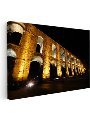 Kanvas Tablo Istanbul Bozdoğan Su Kemeri Gece Şehir Mimari Tablo Ev Ofis Duvar Dekoru