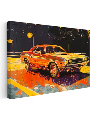 Kanvas Tablo Dodge Challenger Pop Art Illüstrasyon Dodge Tablosu Ev Ofis Duvar Dekoru