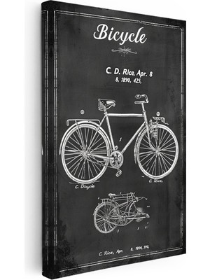 Kanvas Tablo Bisiklet Patent Taslağı Kara Tahta Vintage Tablo Ev Ofis Duvar Dekoru