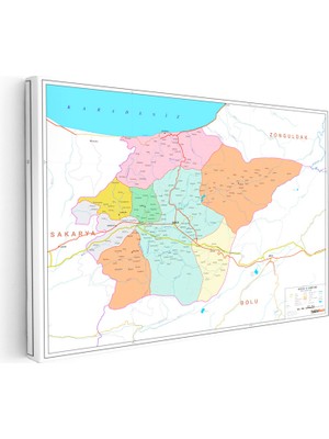 Kanvas Tablo Düzce Yerleşim Düzeni Harita Tablosu Ev Ofis Duvar Dekoru