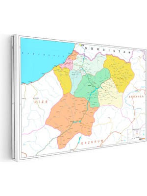 Kanvas Tablo Artvin Mülki Idare Harita Tablosu Ev Ofis Duvar Dekoru