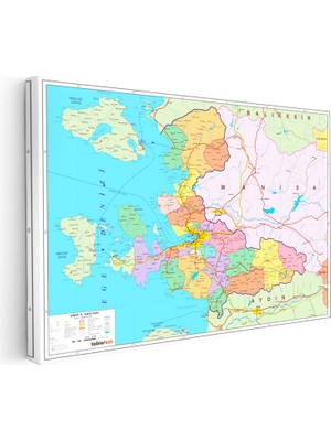 Kanvas Tablo Izmir Idari Bölümler Harita Tablosu Ev Ofis Duvar Dekoru